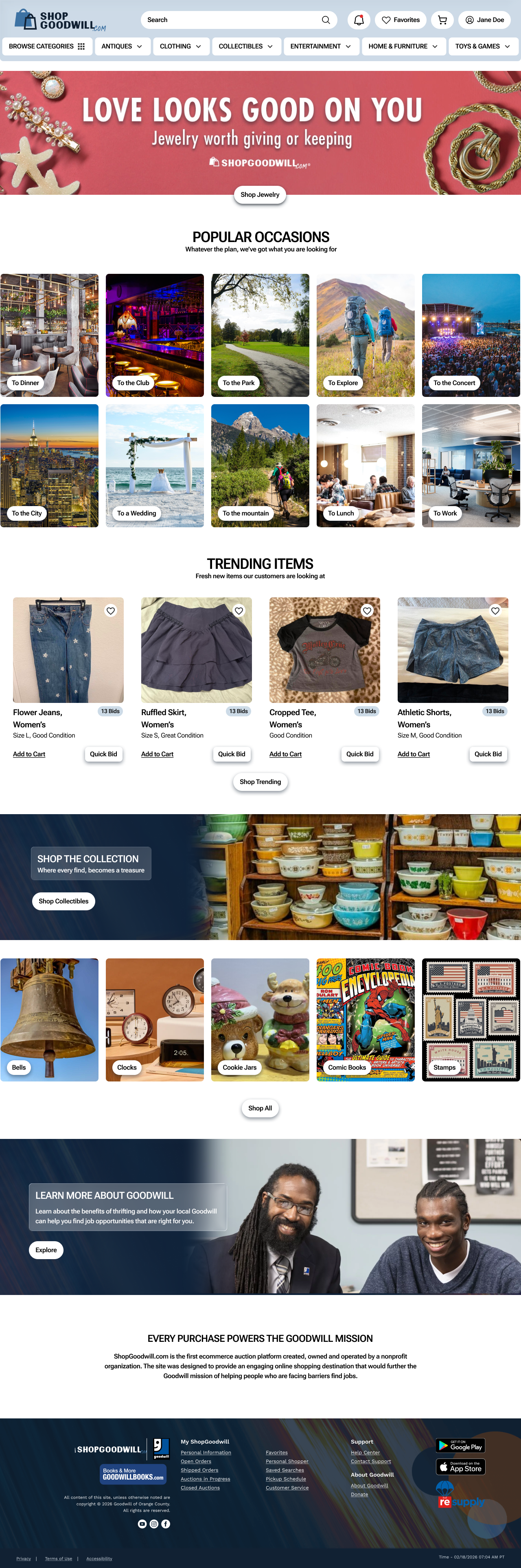 Redesigned landing page with Favorites icon in the header